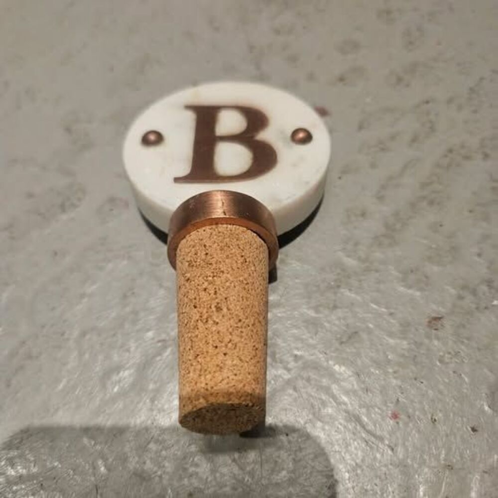 Mud Pie Marble Wine Bottle Stopper Monogram B Copper Cork